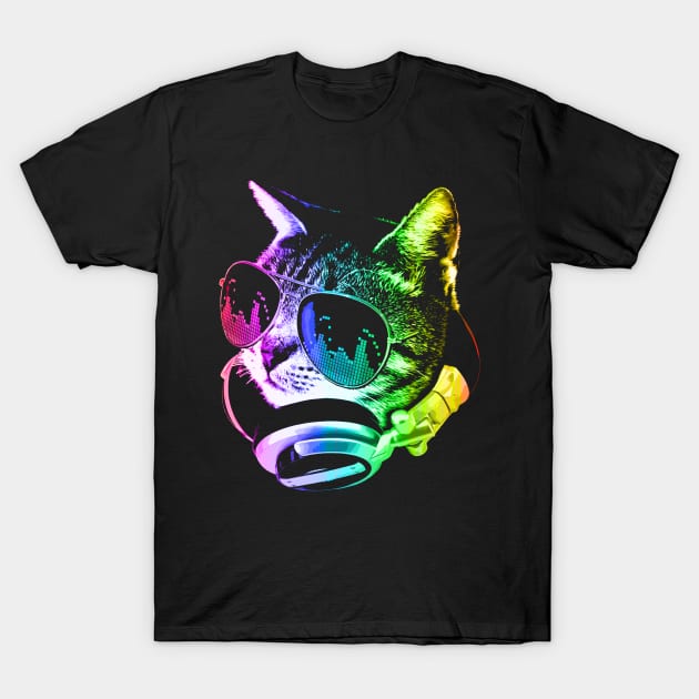 Rainbow Music Cat T-Shirt by robotface